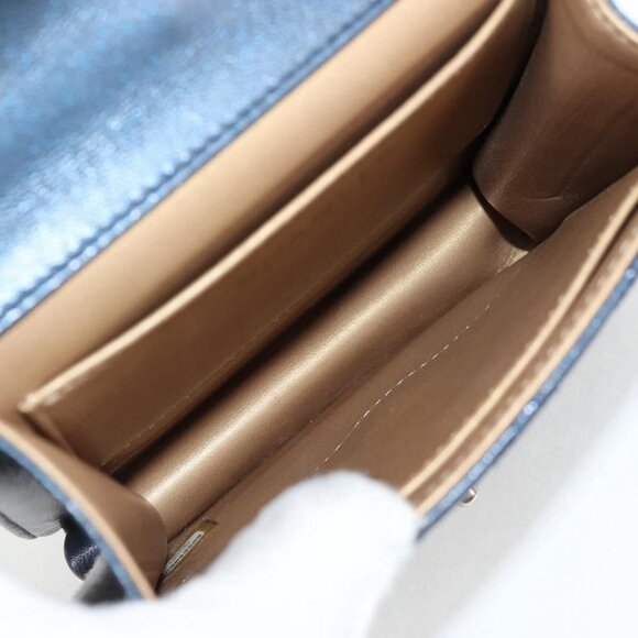 CHANEL Matelasse Chain Shoulder Bag Lamb Skin Navy CC Auth 132881M - Picture 10 of 16